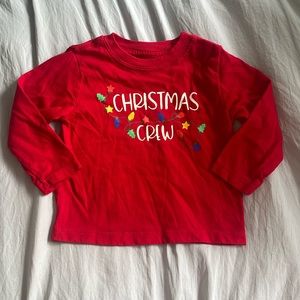 Christmas crew long sleeve graphic tee, red, size 18M. Unisex!